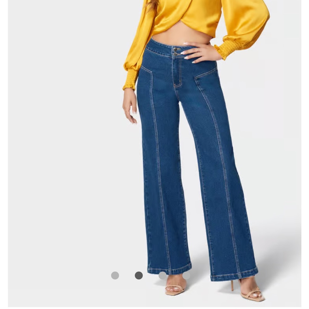 BEBE HIGH WAIST WIDE LEG JEAN in true blue wash size 26